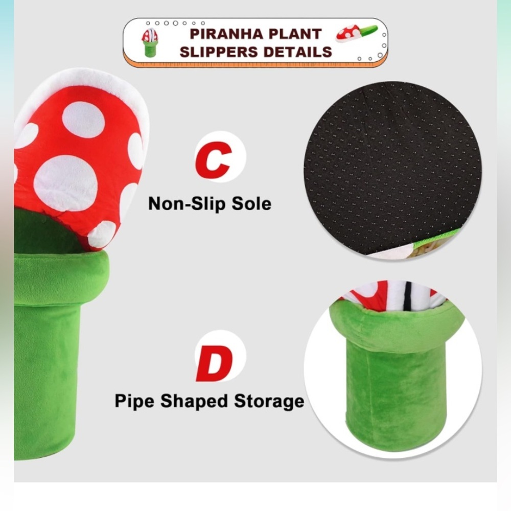 Mario Piranha Plant Slippers set NEW - Picture 6 of 7